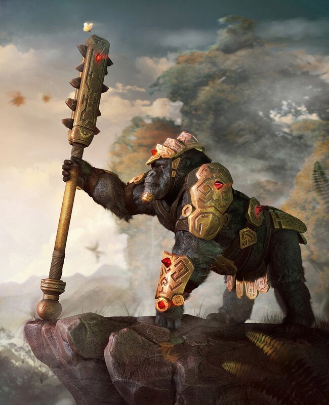 Gorilla warrior with staff
