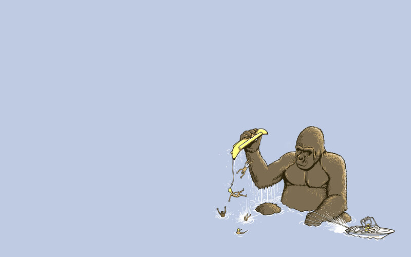 Gorilla with banana