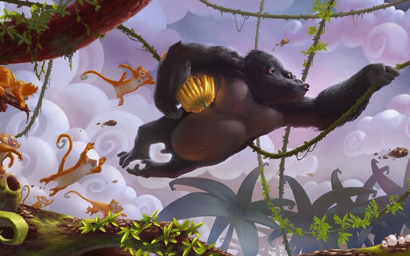Gorilla with Bananas — Purple