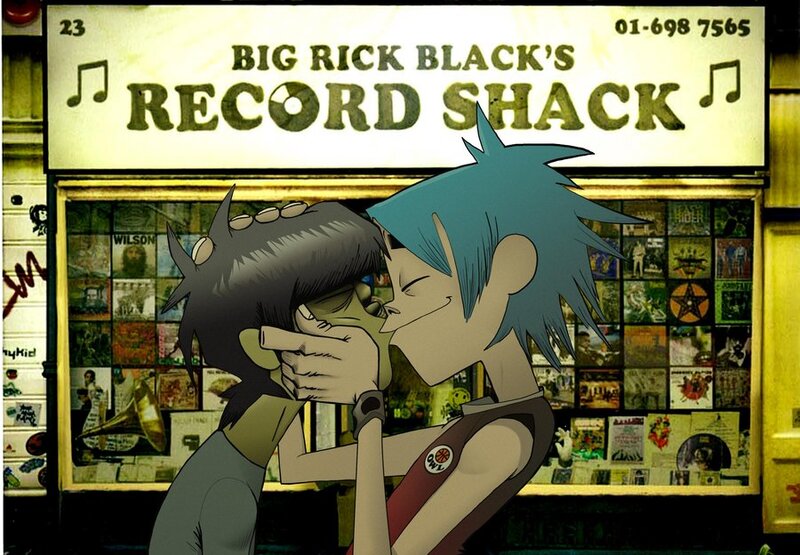 Gorillaz at record shop