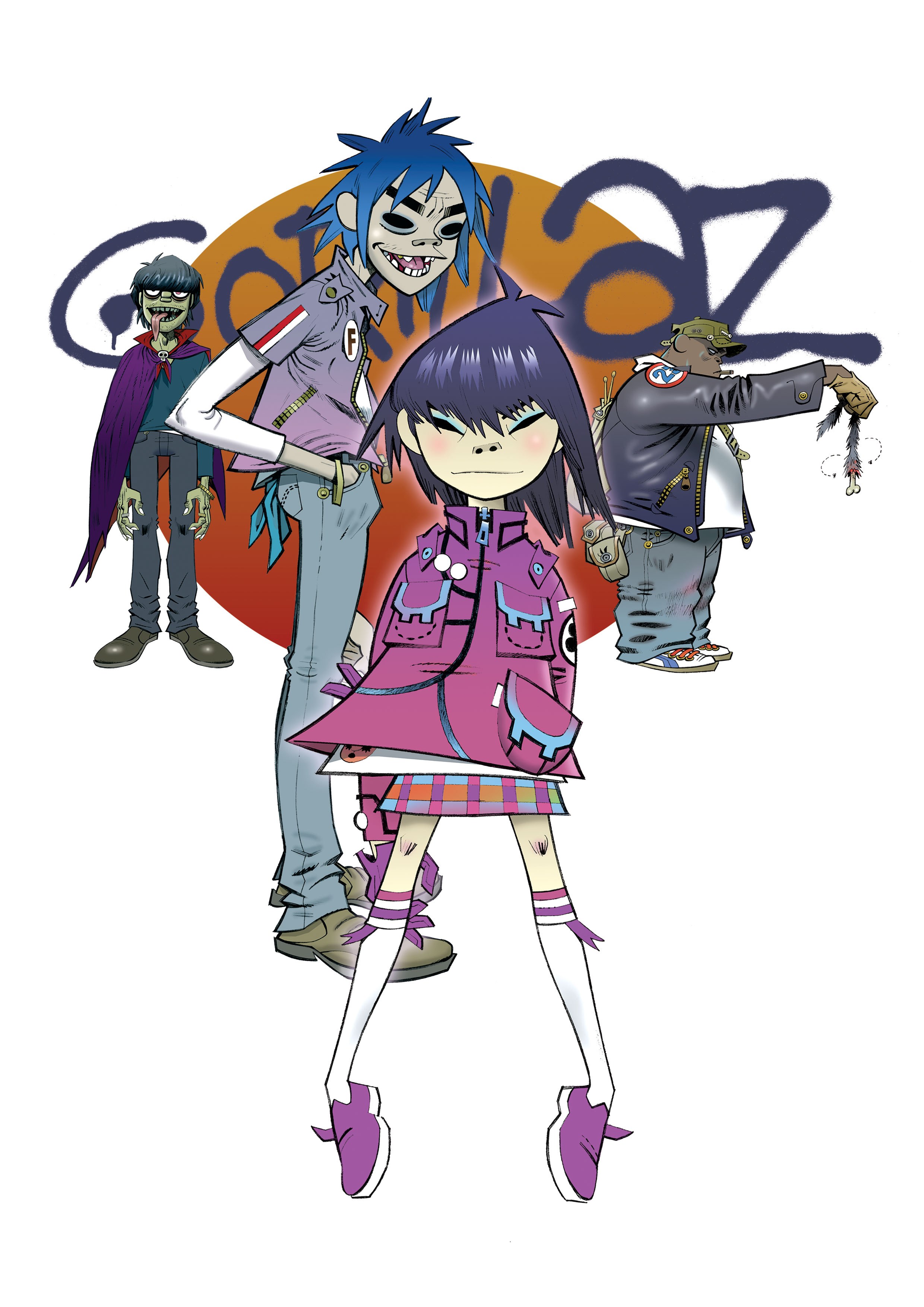Gorillaz band illustration