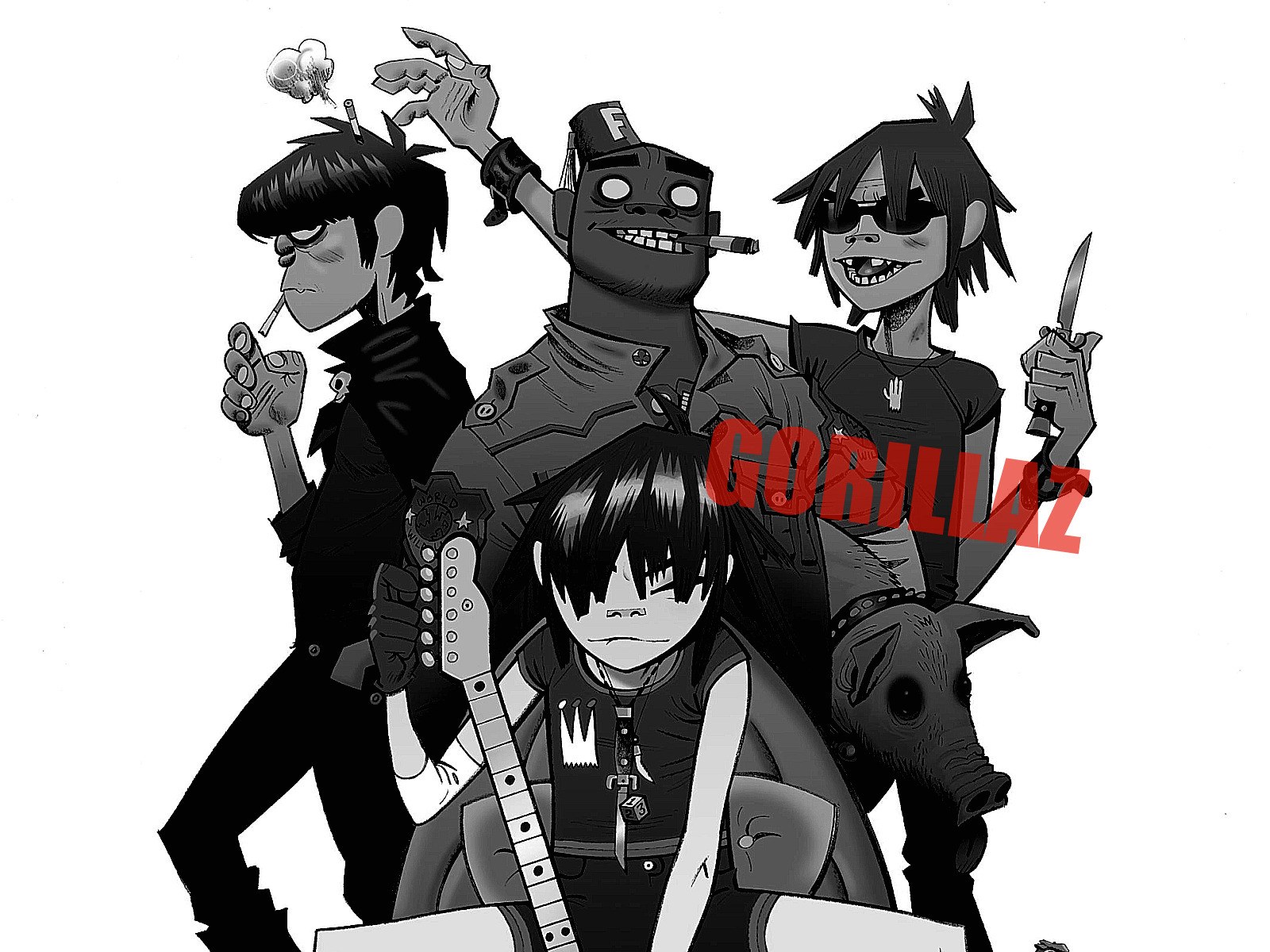 Gorillaz band illustration
