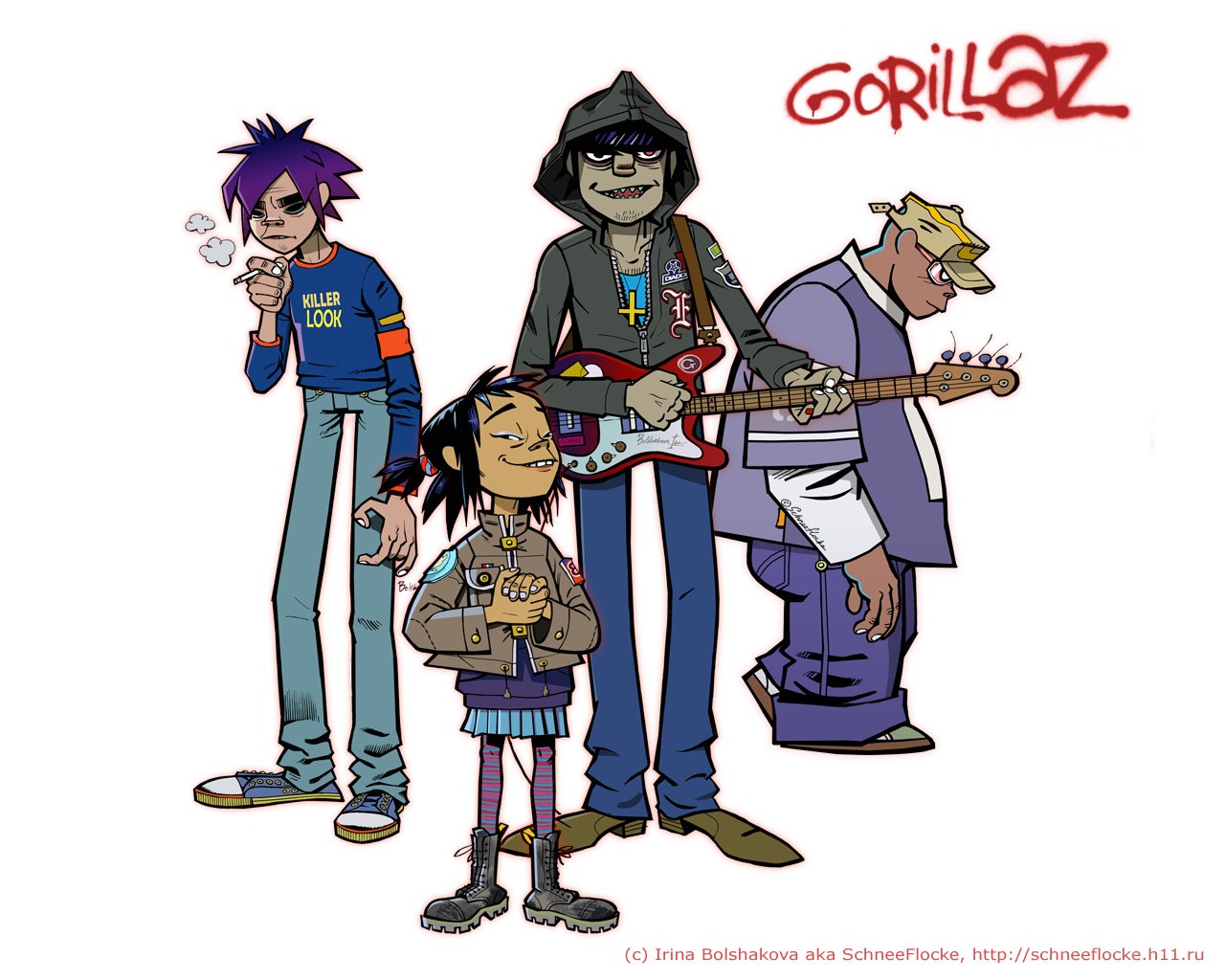 Gorillaz band illustration