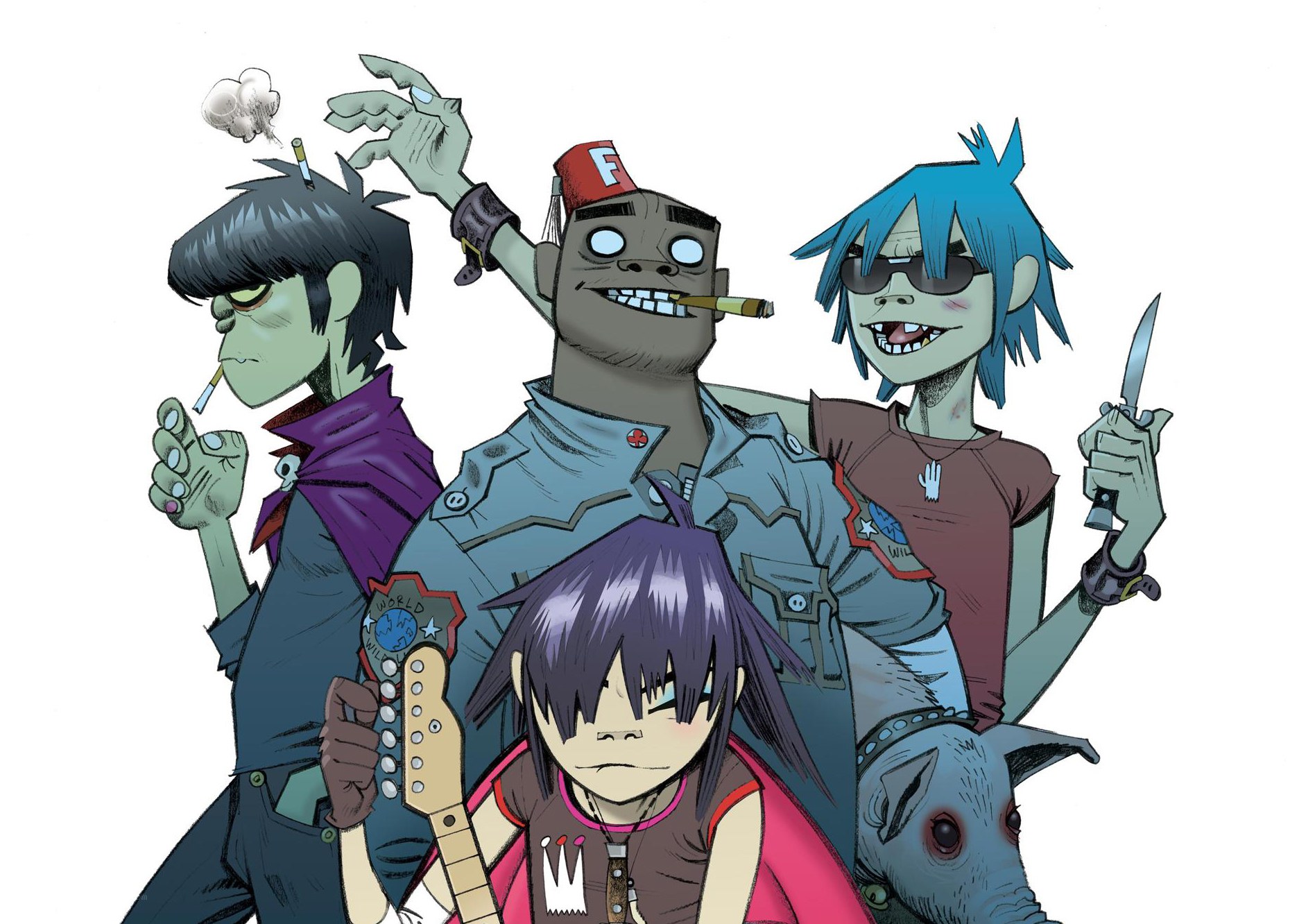 Gorillaz band illustration