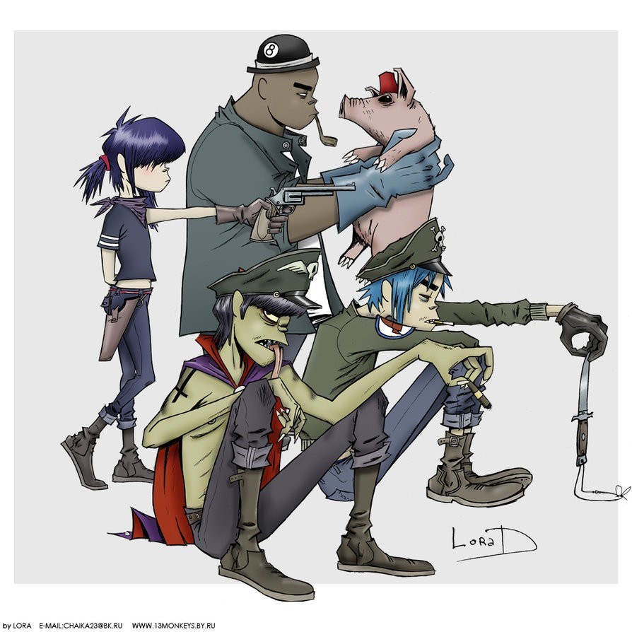 Gorillaz band illustration