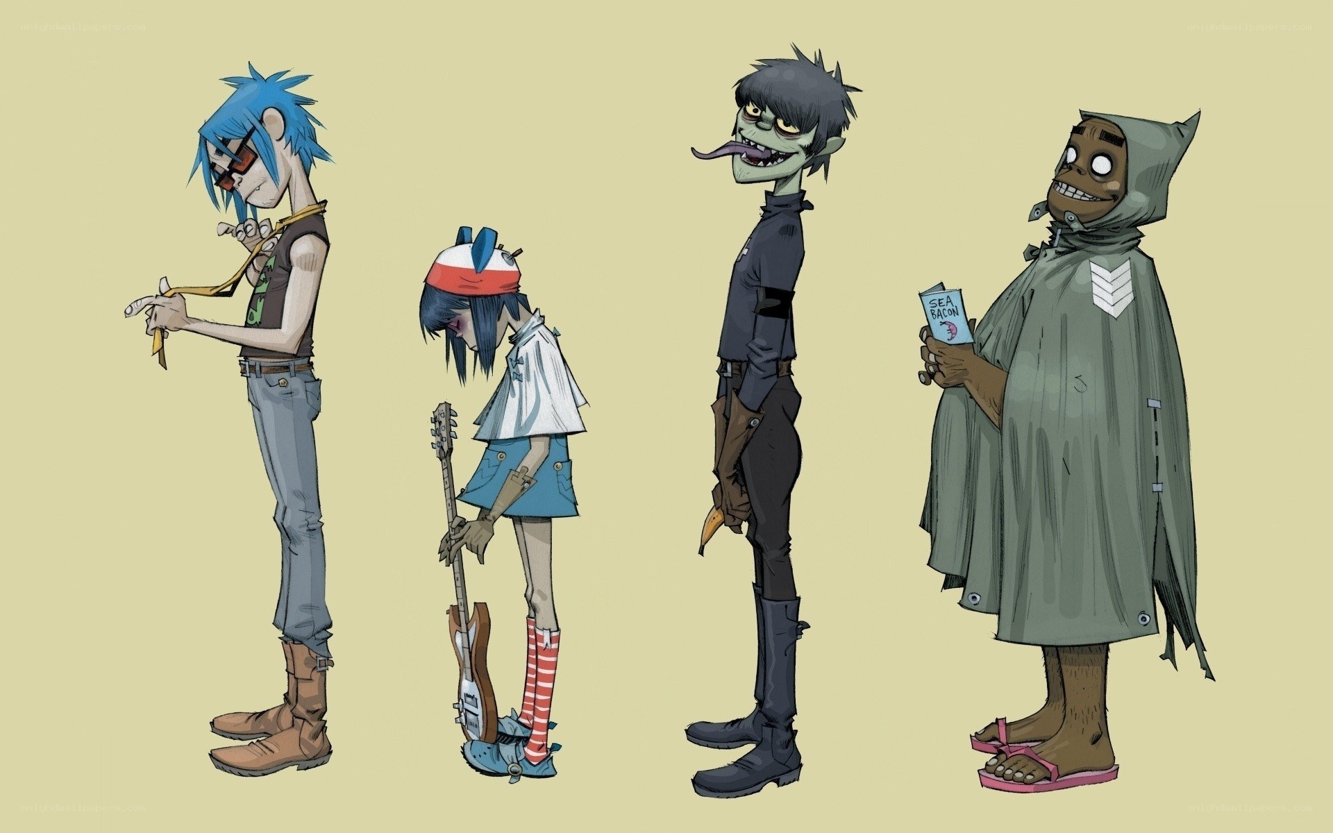Gorillaz band members illustration