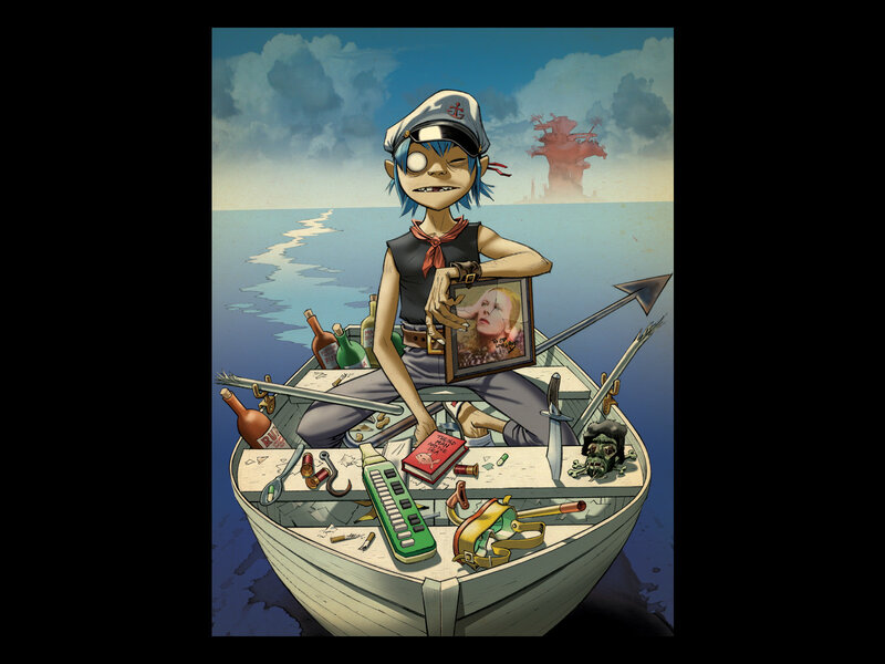 Gorillaz character in a boat