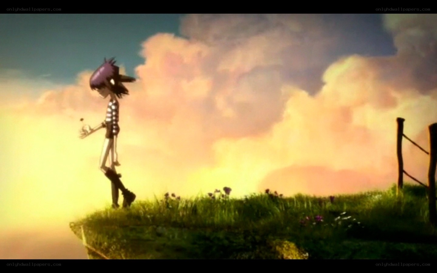 Gorillaz character on a cliff