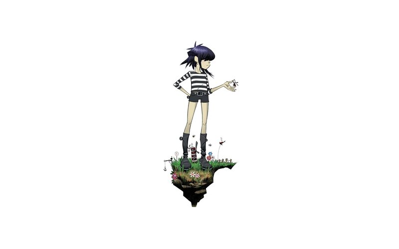 Gorillaz character on a floating island