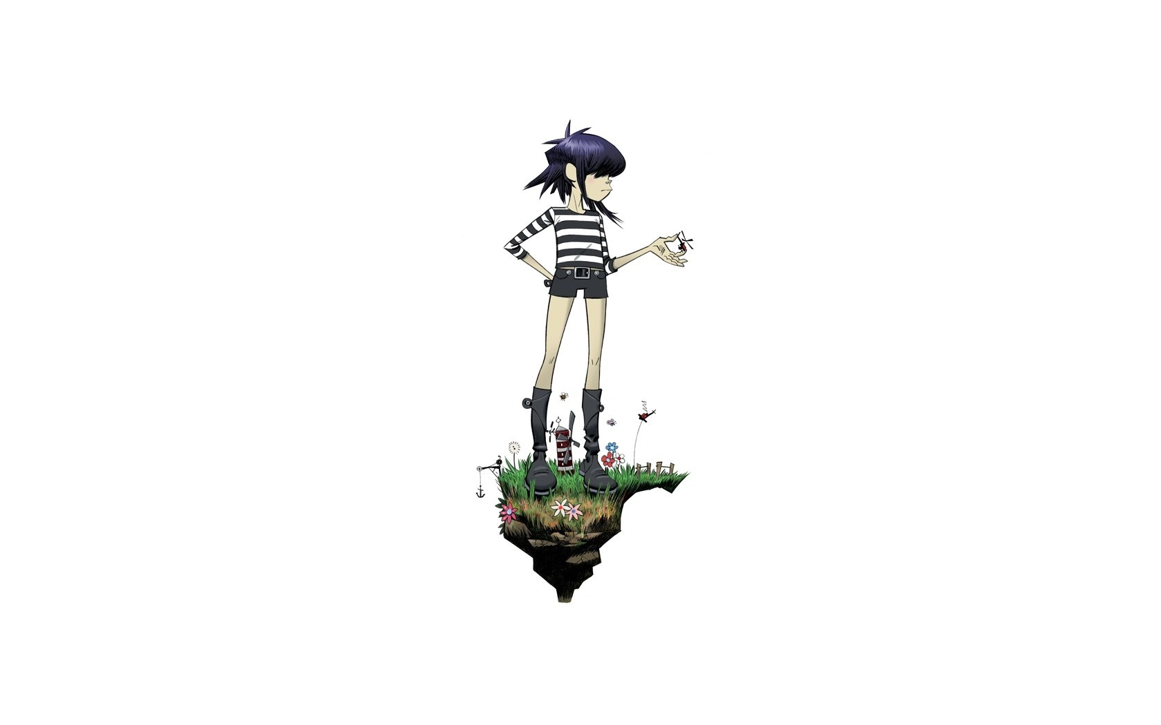 Gorillaz character on a floating island