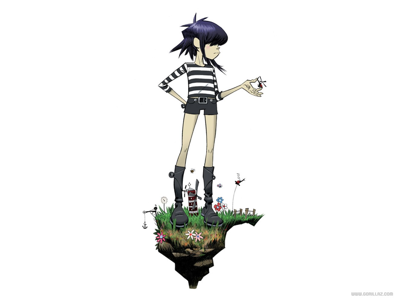 Gorillaz character on floating island