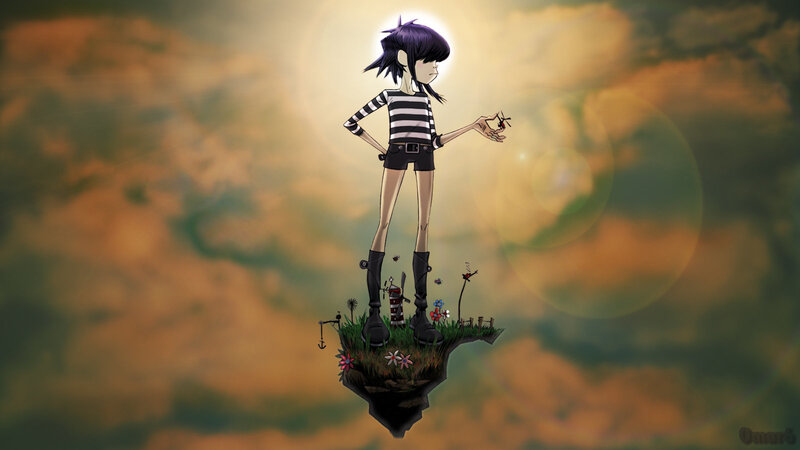 Gorillaz character on floating island