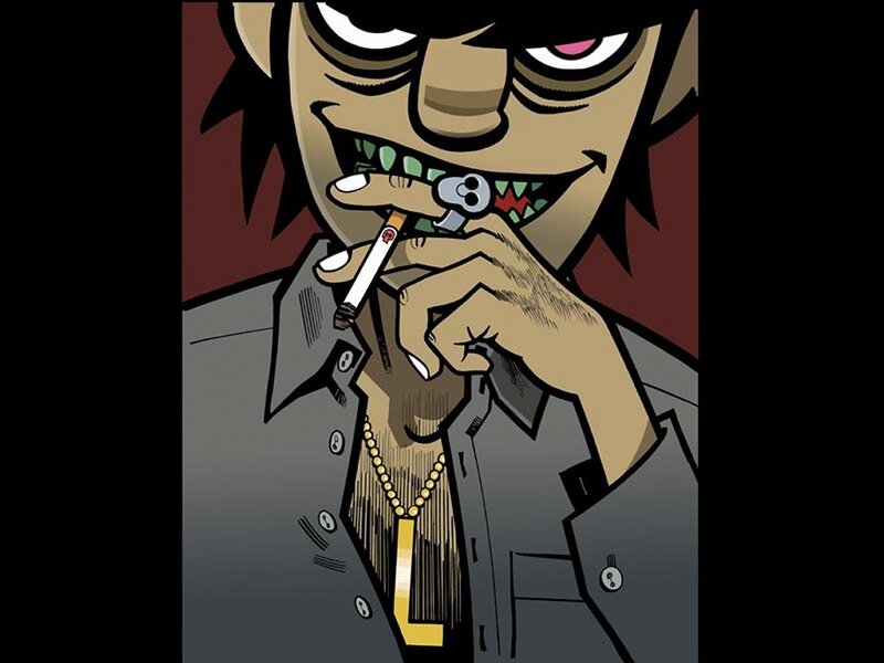 Gorillaz character smoking
