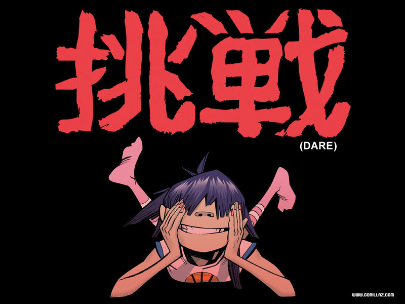 Gorillaz character with challenge text