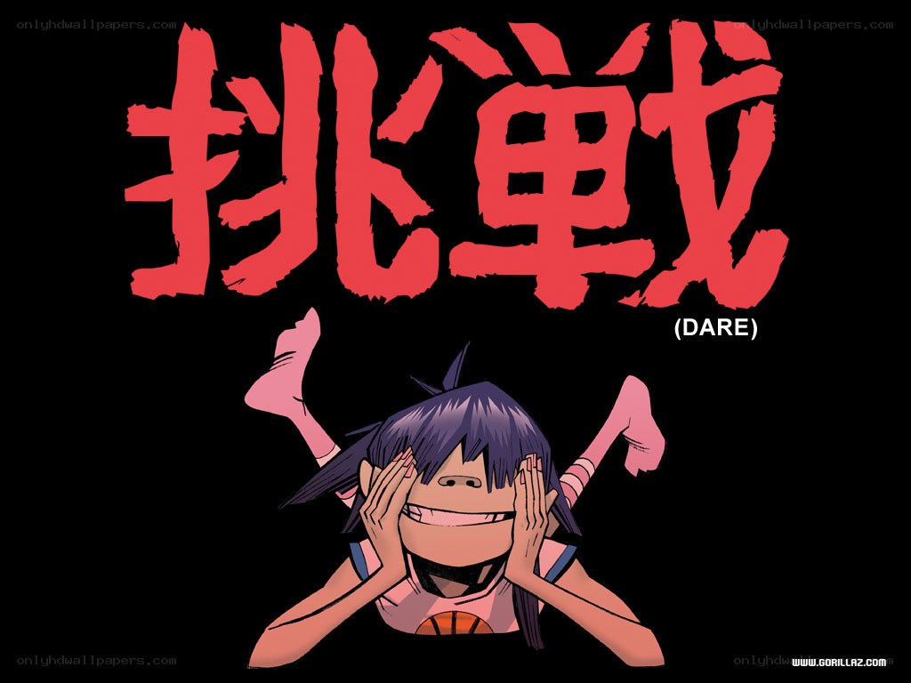 Gorillaz character with challenge text