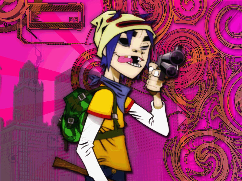 Gorillaz character with gun