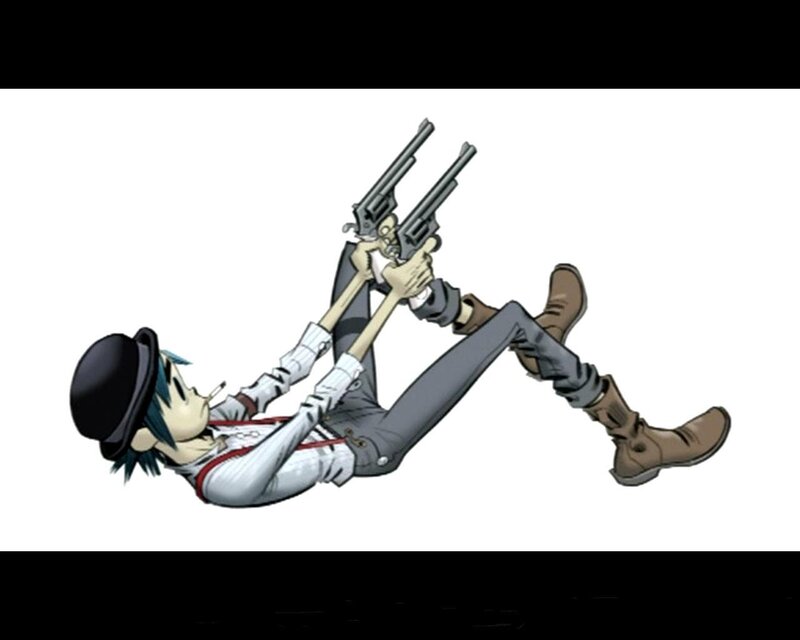 Gorillaz character with guns
