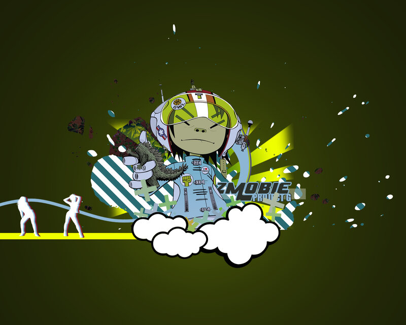 Gorillaz character with robot