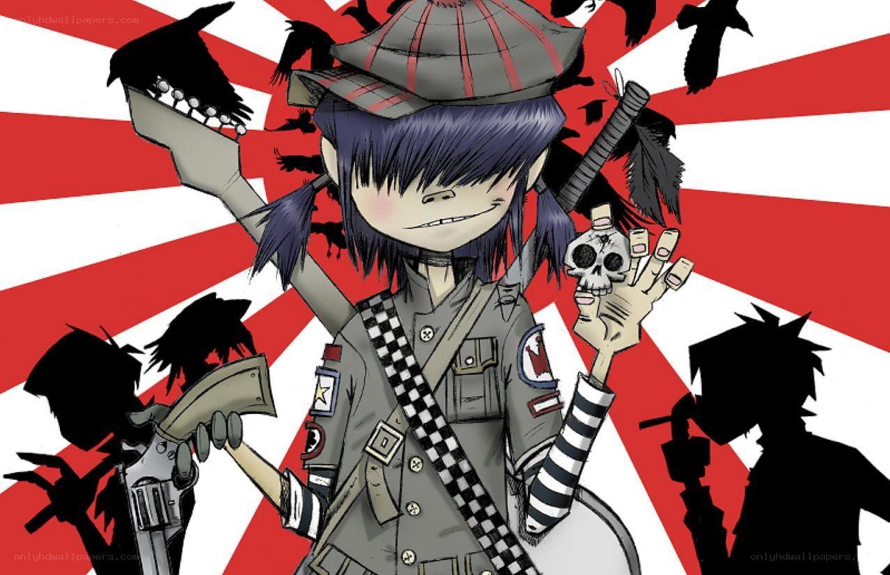 Gorillaz character with skull