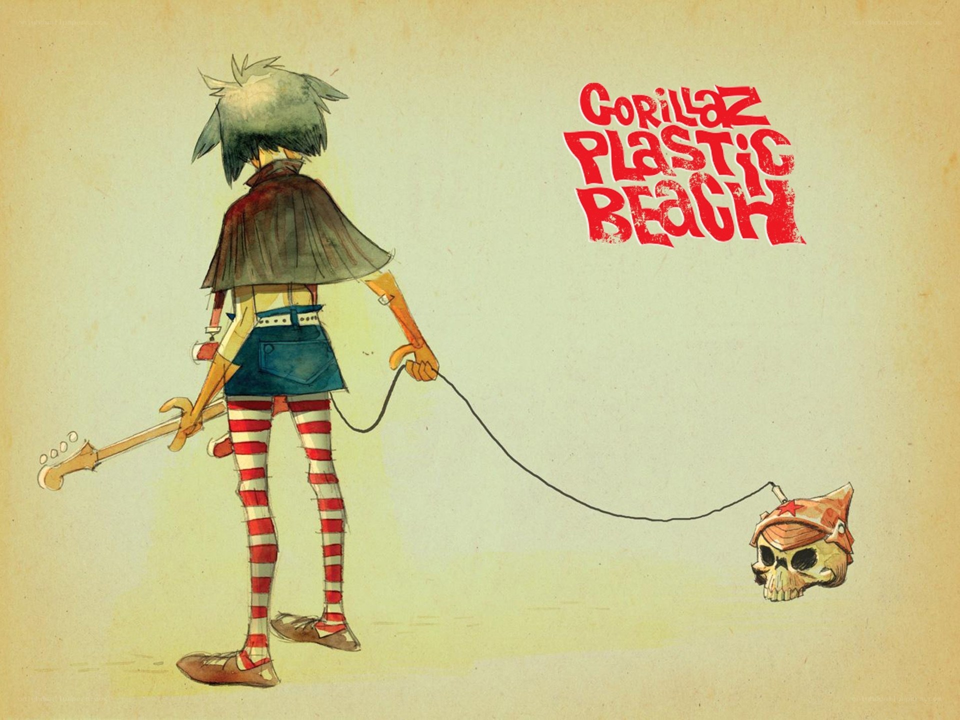 Gorillaz character with skull