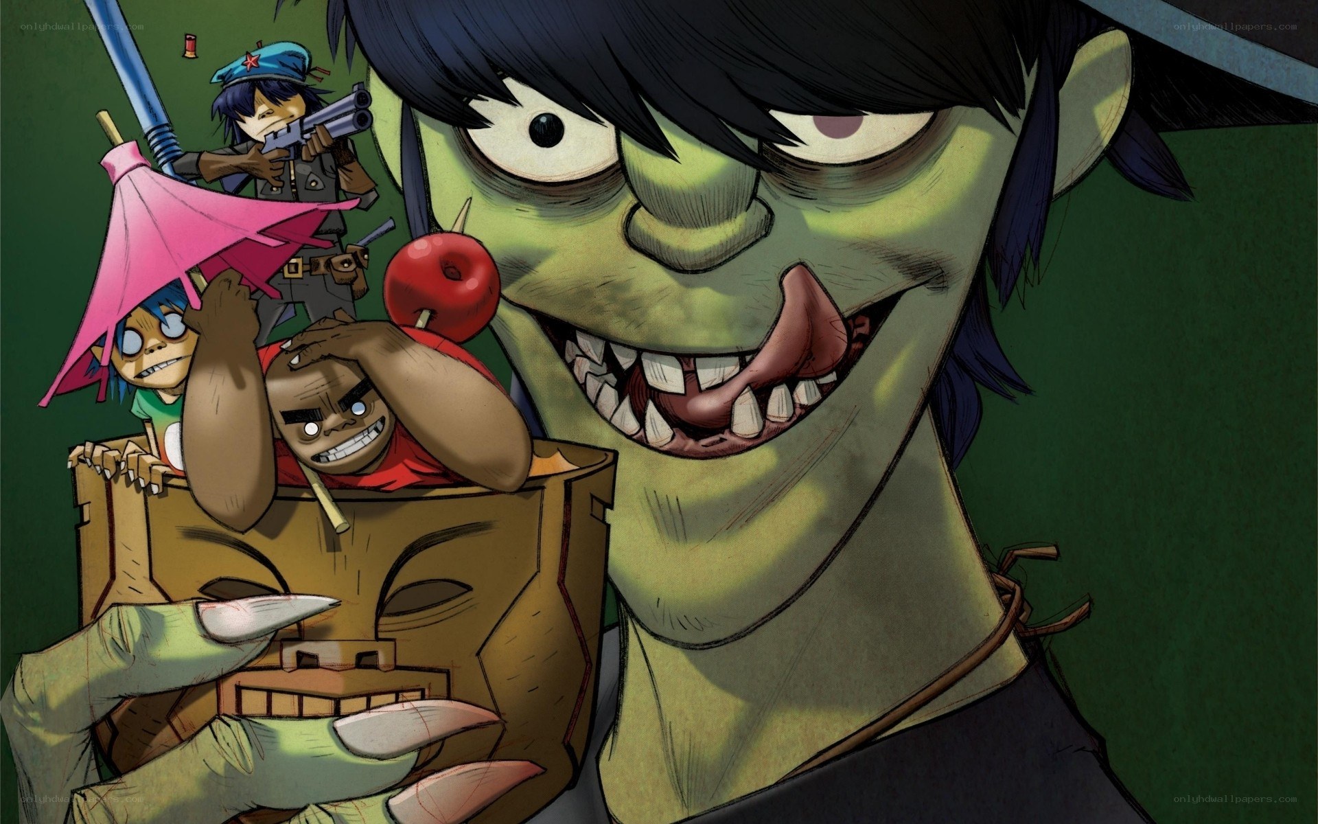 Gorillaz characters in a box