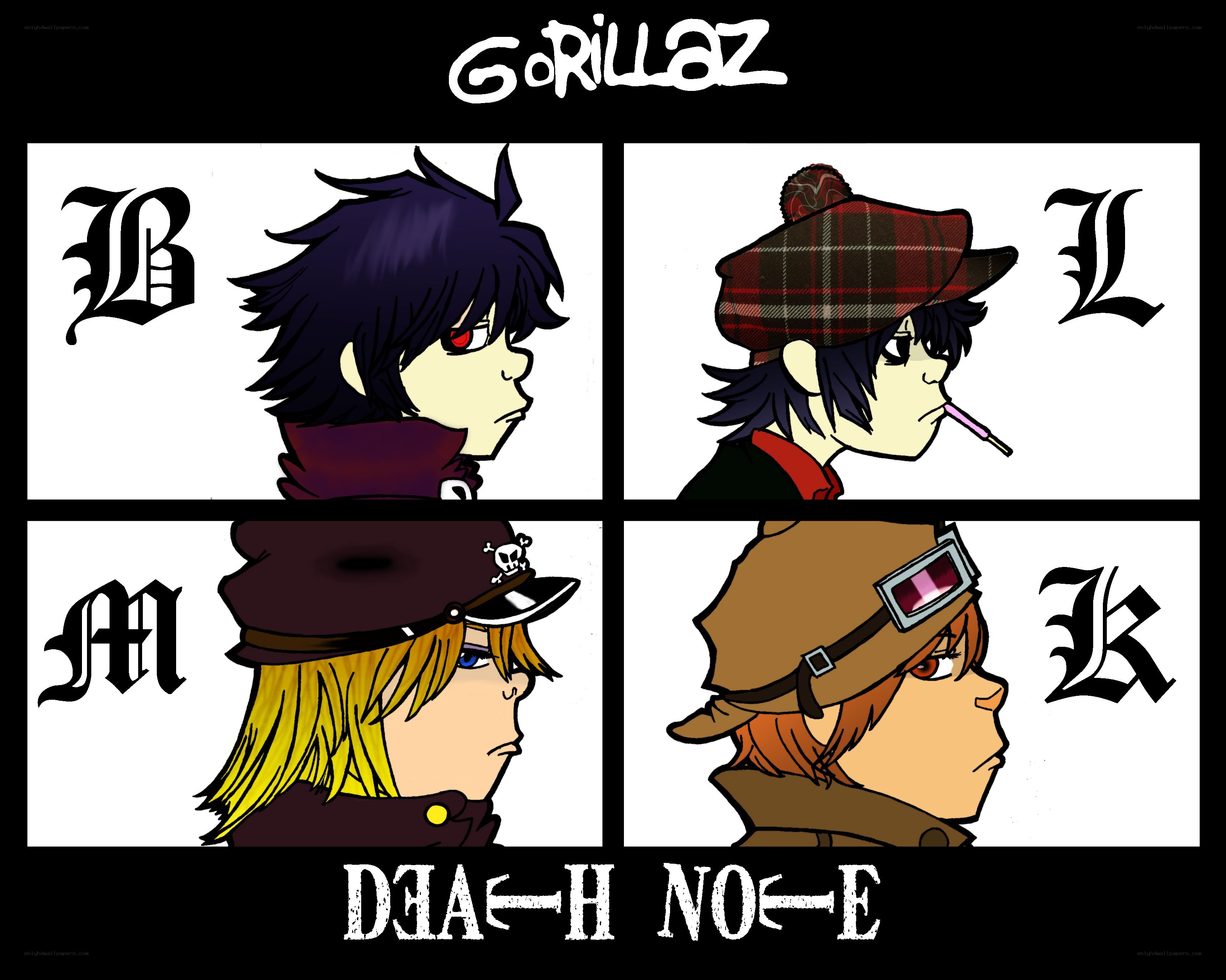 Gorillaz characters in anime style