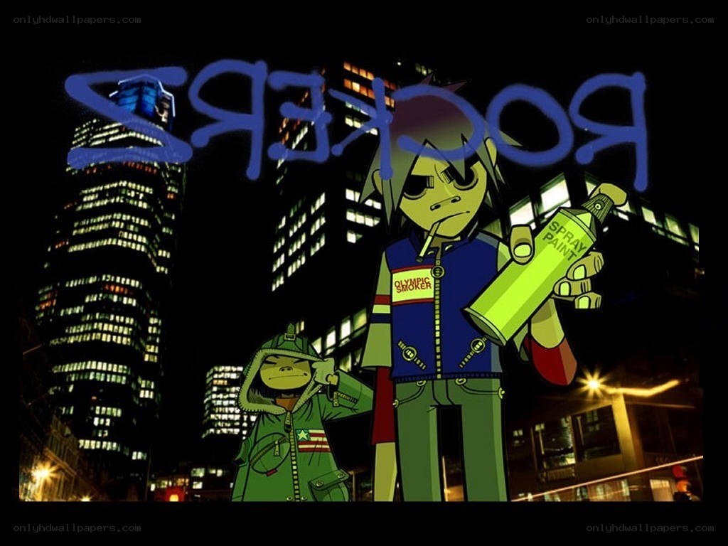 Gorillaz characters in city