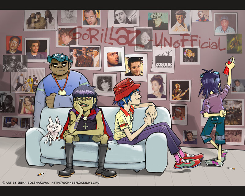 Gorillaz characters in living room