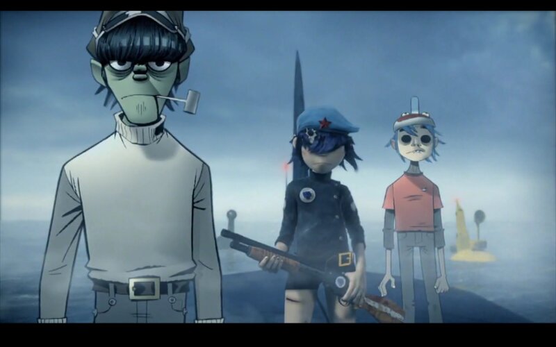Gorillaz characters on a ship