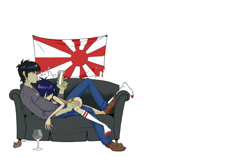 Gorillaz characters on couch