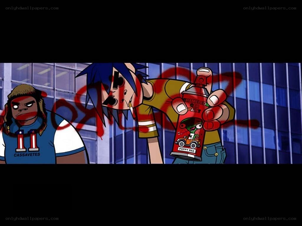 Gorillaz characters with spray paint