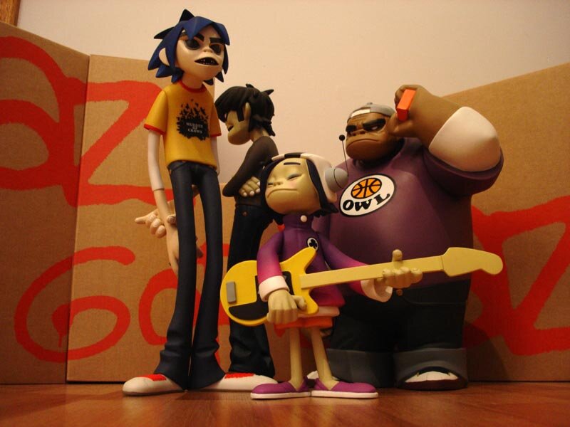 Gorillaz figurines on display