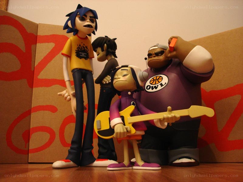 Gorillaz figurines on display