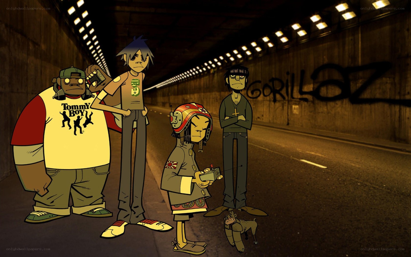 Gorillaz in a tunnel