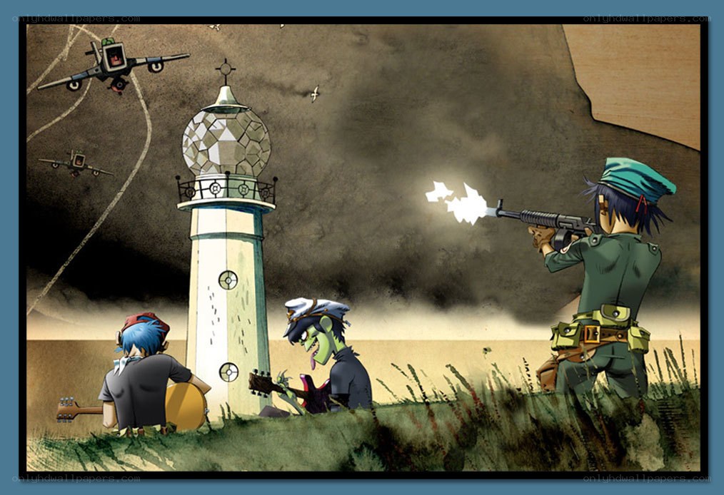 Gorillaz in war scene