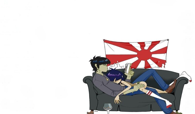 Gorillaz on a couch