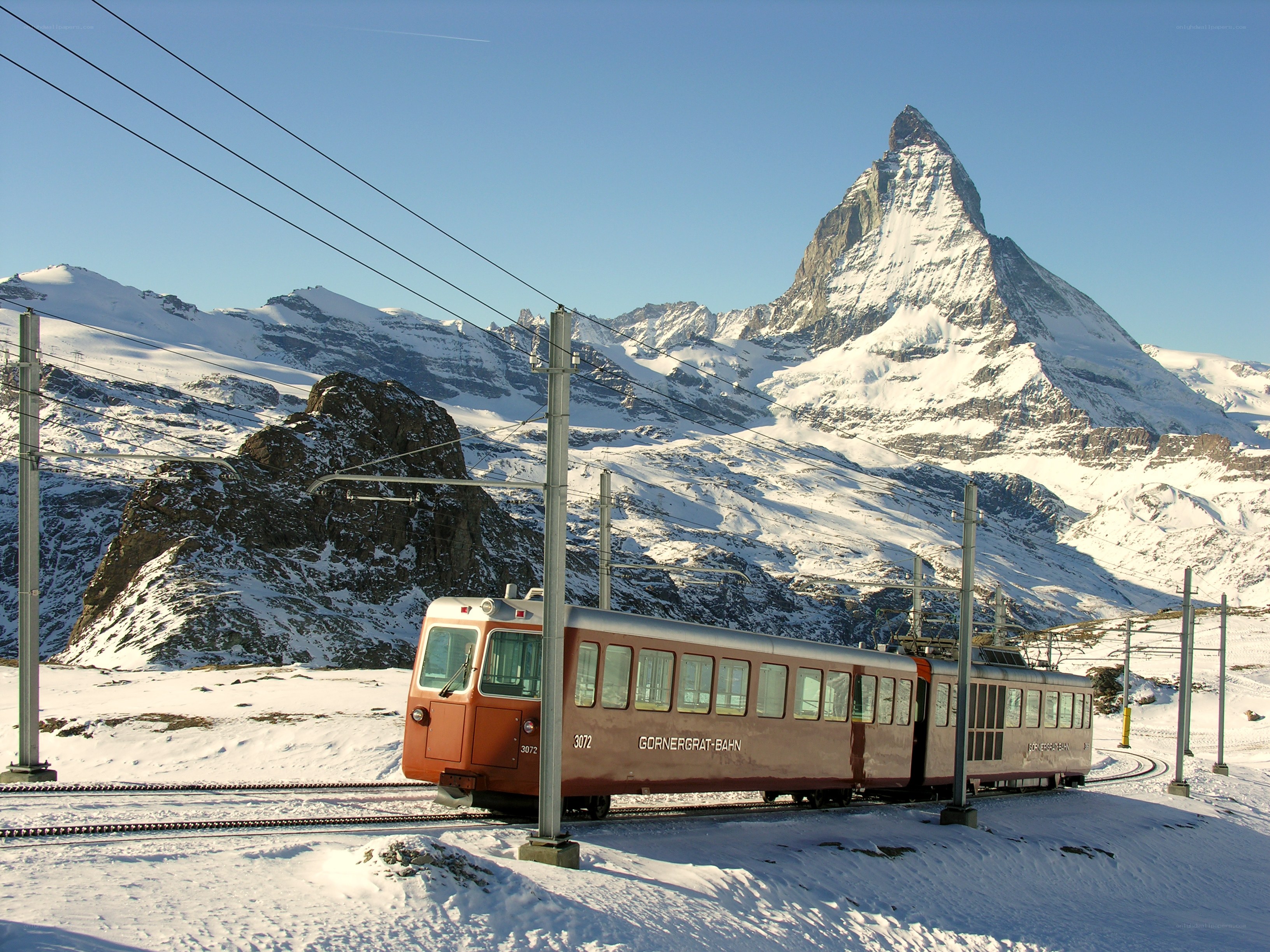Gornergrat-Bahn train with Matterhorn