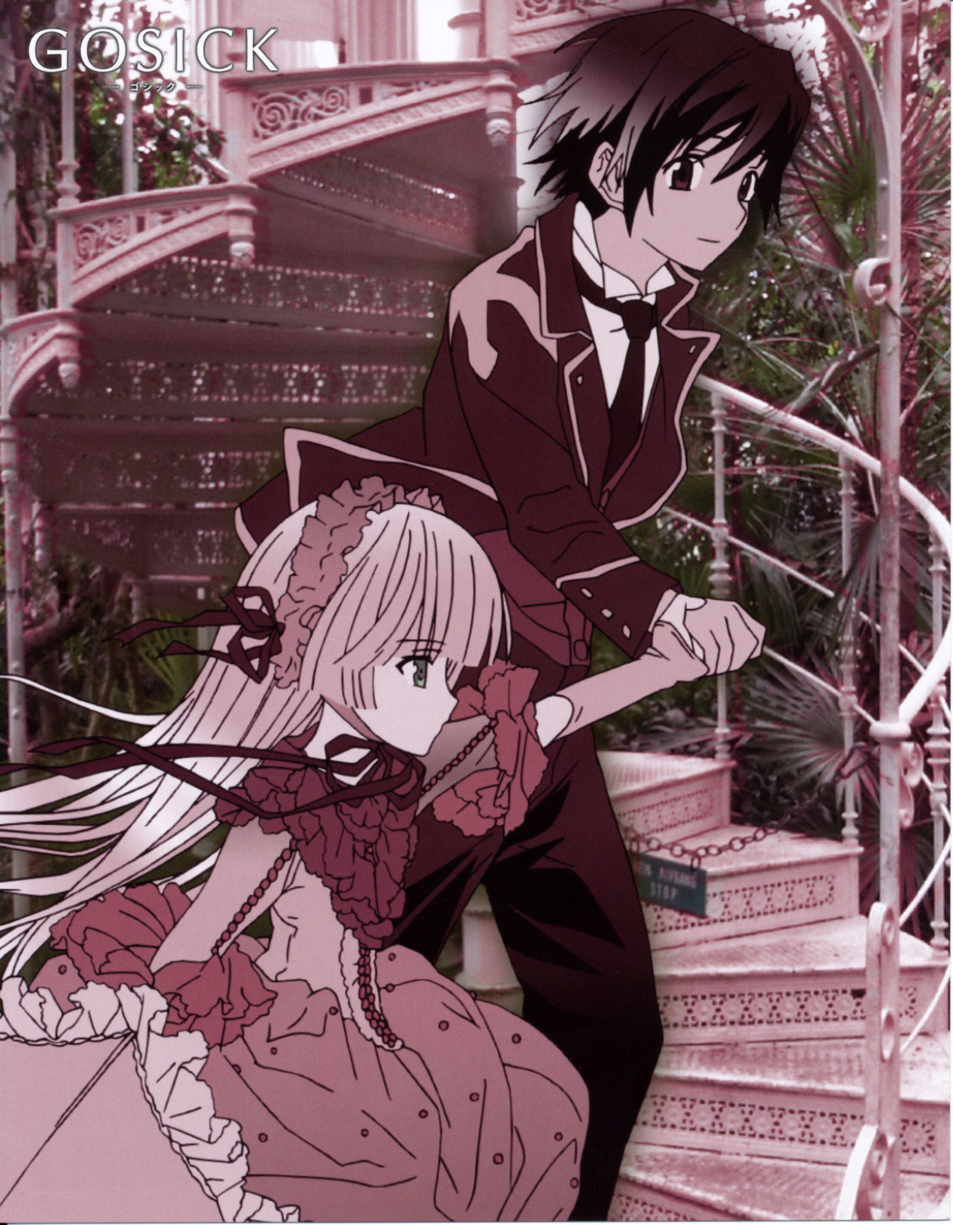 Gosick anime characters on stairs