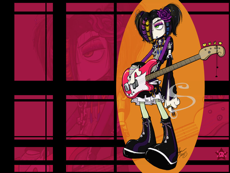 goth girl with bass guitar