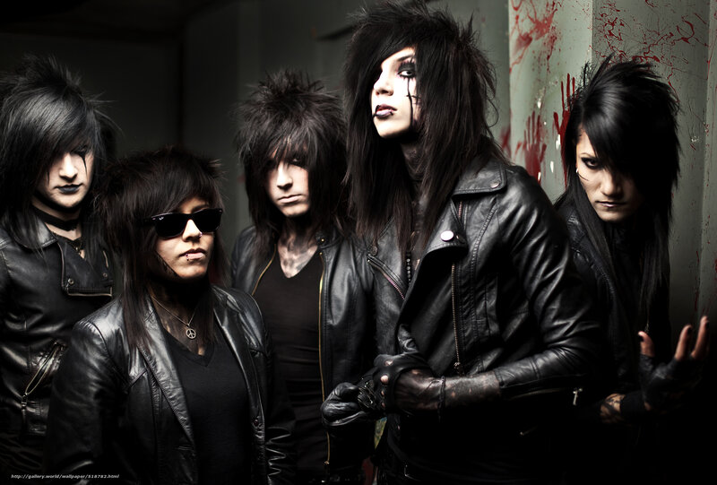 goth rock band in leather