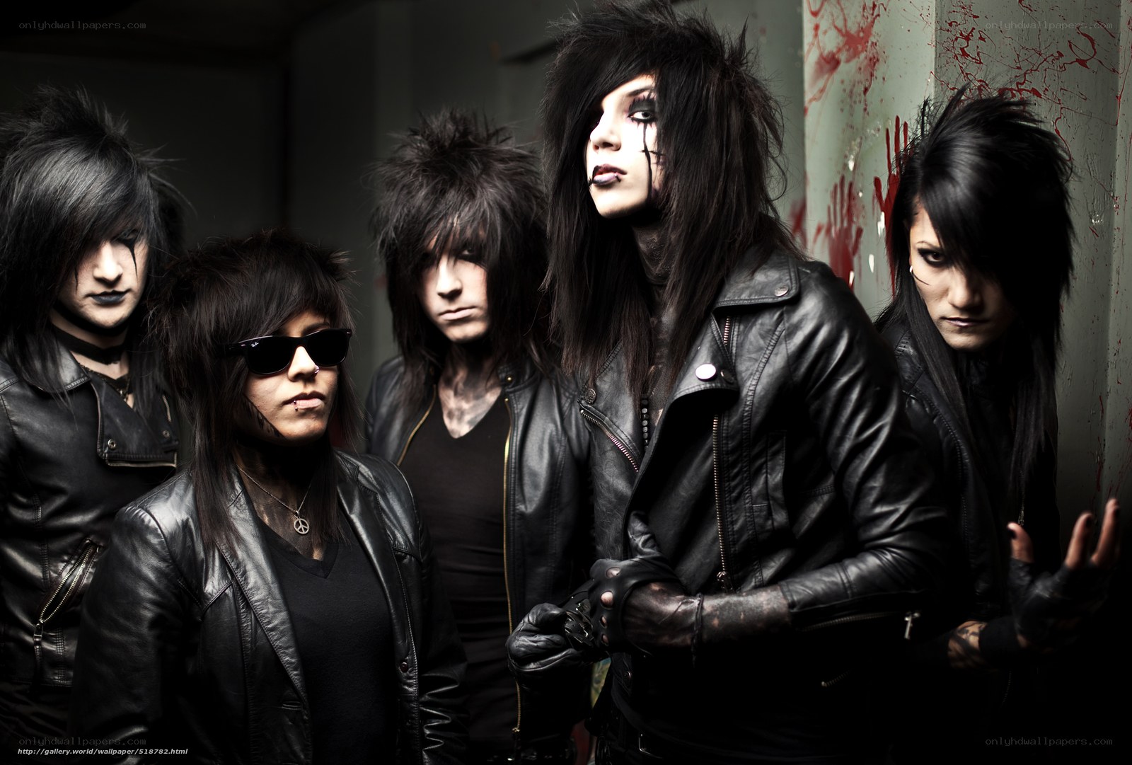 goth rock band in leather