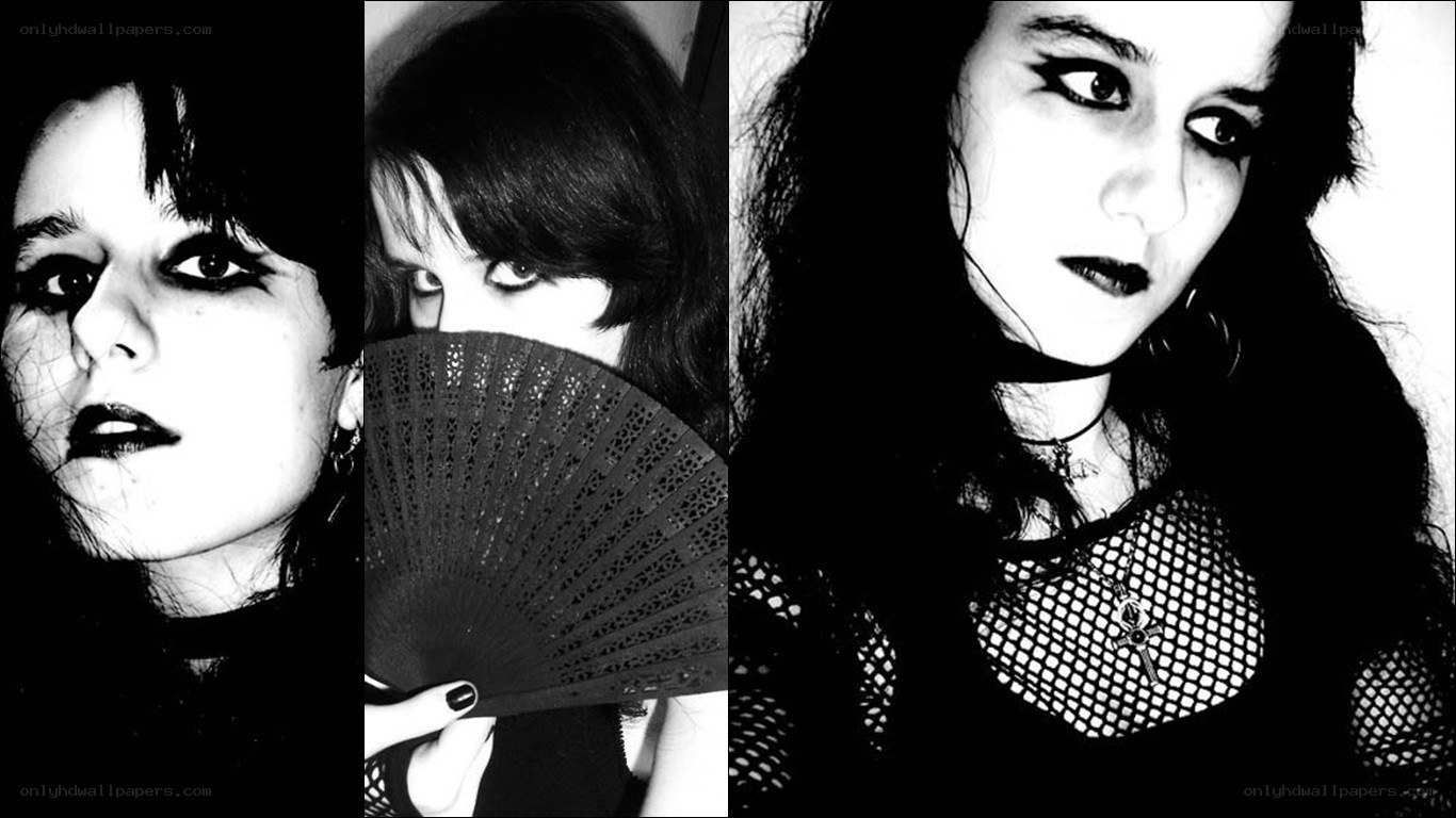 goth woman in three poses