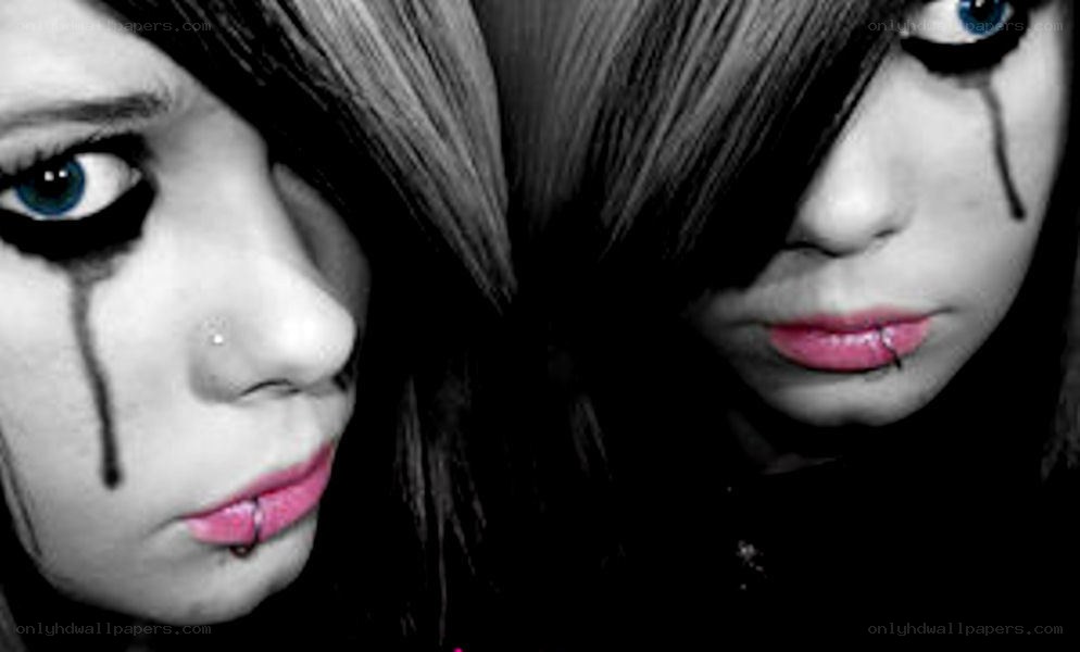 goth woman with tears