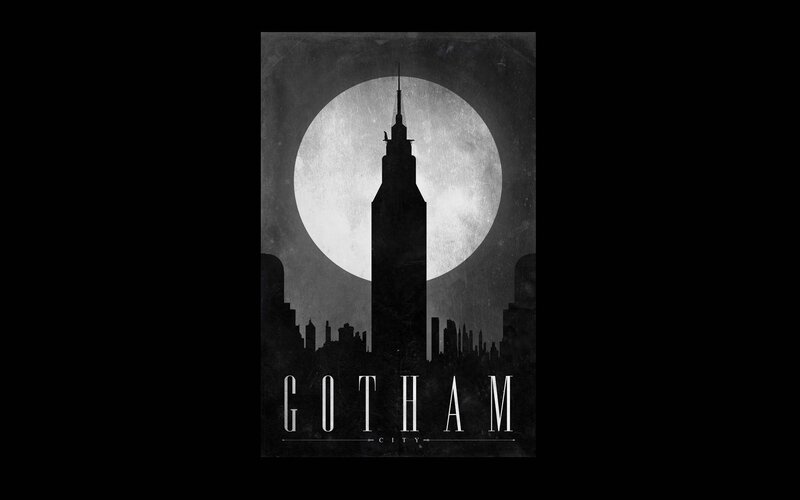 Gotham City Skyline — Black
