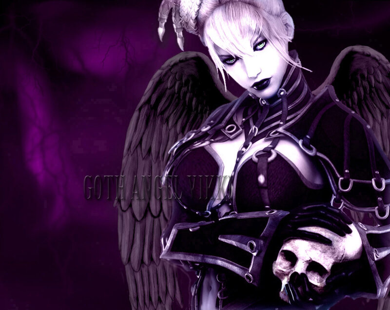 Gothic angel with skull