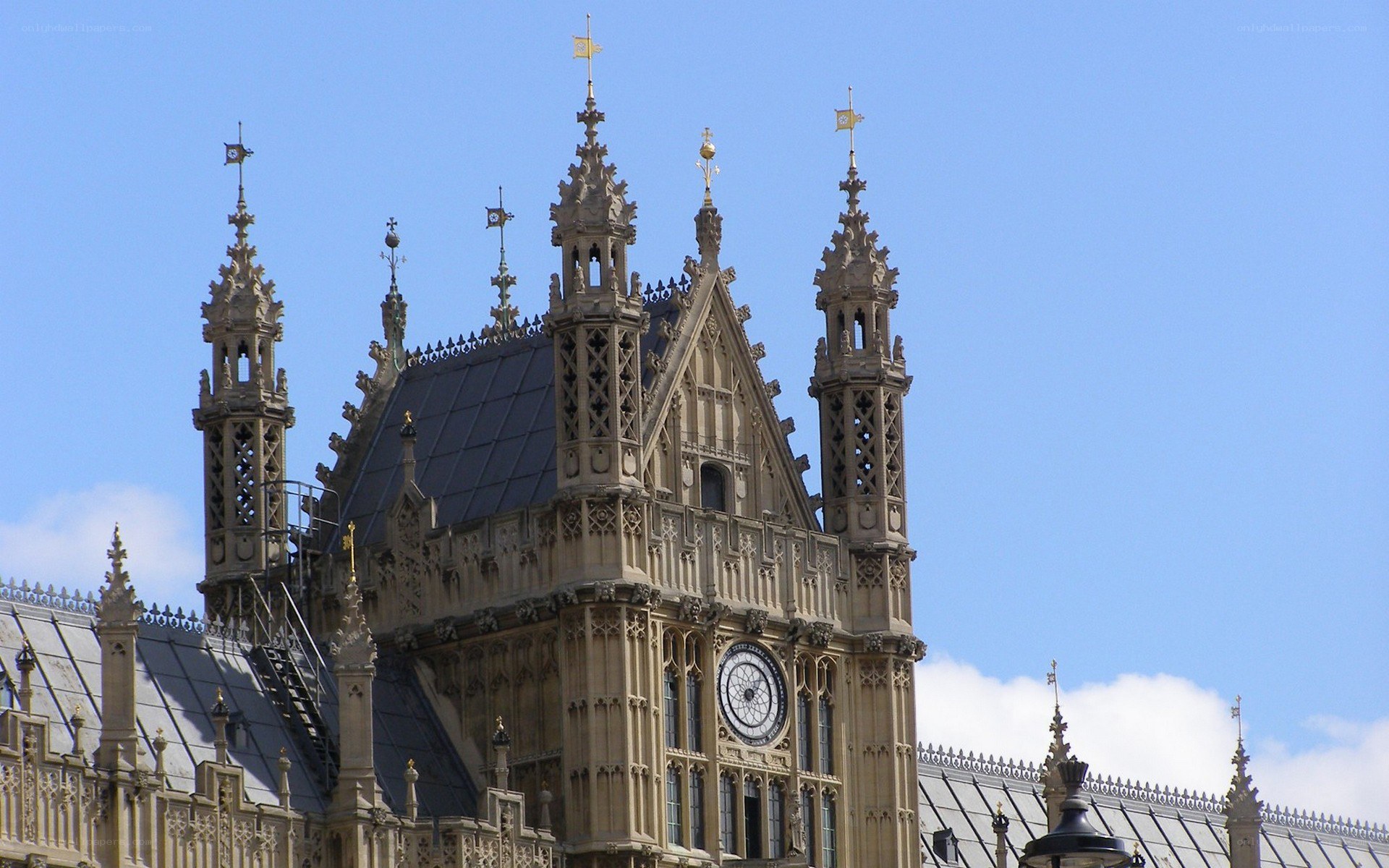 Gothic architecture of a clock tower