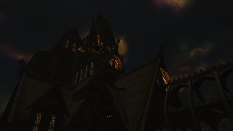Gothic Building at Night — Black