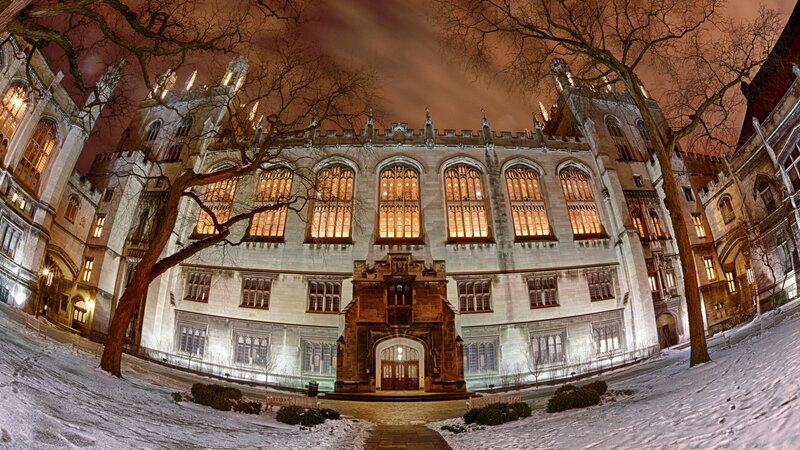 Gothic Building at Night — White