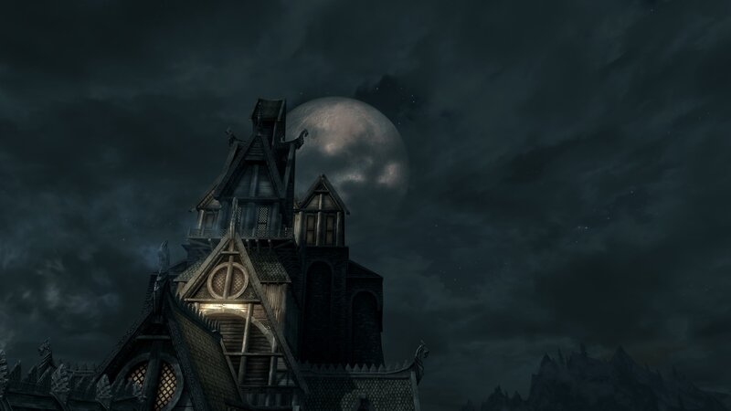 Gothic Building under Moon