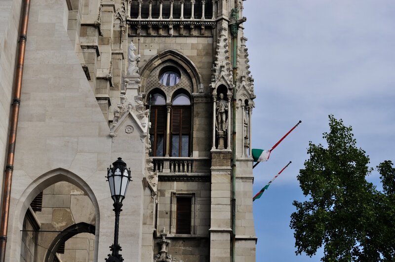 Gothic building with Italian flags